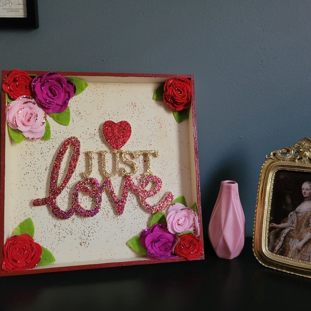 "Just Love" decoration. Wall hanging. Valentine's day. Wedding.